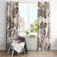 Vintage Hawaii Window Curtain Hibiscus Tapa Tribal With Hawaiian Quilt Pattern Gold - Wonder Print Shop