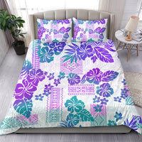 Vintage Hawaii Bedding Set Hibiscus Tapa Tribal With Hawaiian Quilt Pattern Purple LT9 - Wonder Print Shop
