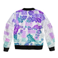 Vintage Hawaii Bomber Jacket Hibiscus Tapa Tribal With Hawaiian Quilt Pattern Purple LT9 - Wonder Print Shop