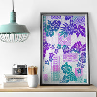 Vintage Hawaii Canvas Wall Art Hibiscus Tapa Tribal With Hawaiian Quilt Pattern Purple LT9 - Wonder Print Shop
