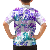 Vintage Hawaii Family Matching Mermaid Dress and Hawaiian Shirt Hibiscus Tapa Tribal With Hawaiian Quilt Pattern Purple LT9 - Wonder Print Shop