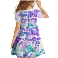 Vintage Hawaii Family Matching Mermaid Dress and Hawaiian Shirt Hibiscus Tapa Tribal With Hawaiian Quilt Pattern Purple LT9 - Wonder Print Shop