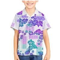 Vintage Hawaii Family Matching Mermaid Dress and Hawaiian Shirt Hibiscus Tapa Tribal With Hawaiian Quilt Pattern Purple LT9 - Wonder Print Shop