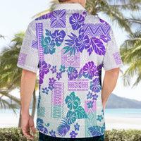 Vintage Hawaii Hawaiian Shirt Hibiscus Tapa Tribal With Hawaiian Quilt Pattern Purple - Wonder Print Shop