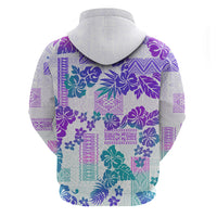 Vintage Hawaii Hoodie Hibiscus Tapa Tribal With Hawaiian Quilt Pattern Purple - Wonder Print Shop