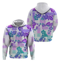 Vintage Hawaii Hoodie Hibiscus Tapa Tribal With Hawaiian Quilt Pattern Purple - Wonder Print Shop