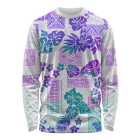 Vintage Hawaii Long Sleeve Shirt Hibiscus Tapa Tribal With Hawaiian Quilt Pattern Purple - Wonder Print Shop