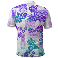Vintage Hawaii Polo Shirt Hibiscus Tapa Tribal With Hawaiian Quilt Pattern Purple - Wonder Print Shop