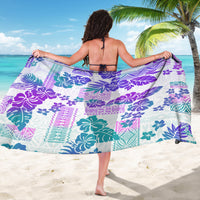 Vintage Hawaii Sarong Hibiscus Tapa Tribal With Hawaiian Quilt Pattern Purple - Wonder Print Shop