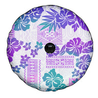 Vintage Hawaii Spare Tire Cover Hibiscus Tapa Tribal With Hawaiian Quilt Pattern Purple - Wonder Print Shop