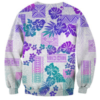 Vintage Hawaii Sweatshirt Hibiscus Tapa Tribal With Hawaiian Quilt Pattern Purple - Wonder Print Shop