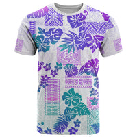 Vintage Hawaii T Shirt Hibiscus Tapa Tribal With Hawaiian Quilt Pattern Purple - Wonder Print Shop