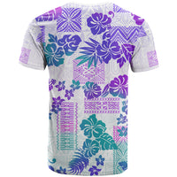 Vintage Hawaii T Shirt Hibiscus Tapa Tribal With Hawaiian Quilt Pattern Purple - Wonder Print Shop