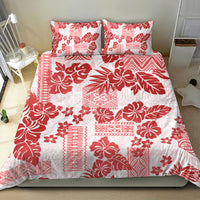 Vintage Hawaii Bedding Set Hibiscus Tapa Tribal With Hawaiian Quilt Pattern Red LT9 - Wonder Print Shop