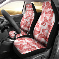 Vintage Hawaii Car Seat Cover Hibiscus Tapa Tribal With Hawaiian Quilt Pattern Red LT9 - Wonder Print Shop