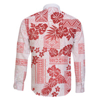 Vintage Hawaii Family Matching Short Sleeve Bodycon Dress and Hawaiian Shirt Hibiscus Tapa Tribal With Hawaiian Quilt Pattern Red - Wonder Print Shop