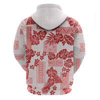 Vintage Hawaii Hoodie Hibiscus Tapa Tribal With Hawaiian Quilt Pattern Red - Wonder Print Shop