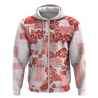 Vintage Hawaii Hoodie Hibiscus Tapa Tribal With Hawaiian Quilt Pattern Red - Wonder Print Shop