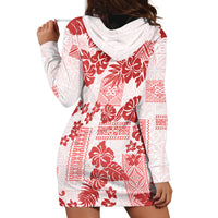 Vintage Hawaii Hoodie Dress Hibiscus Tapa Tribal With Hawaiian Quilt Pattern Red - Wonder Print Shop