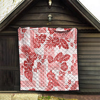 Vintage Hawaii Quilt Hibiscus Tapa Tribal With Hawaiian Quilt Pattern Red - Wonder Print Shop