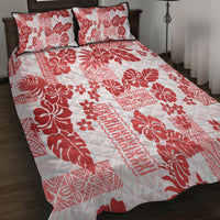 Vintage Hawaii Quilt Bed Set Hibiscus Tapa Tribal With Hawaiian Quilt Pattern Red - Wonder Print Shop