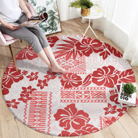 vintage-hawaii-round-carpet-hibiscus-tapa-tribal-with-hawaiian-quilt-pattern-red
