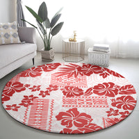 vintage-hawaii-round-carpet-hibiscus-tapa-tribal-with-hawaiian-quilt-pattern-red