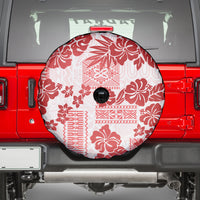Vintage Hawaii Spare Tire Cover Hibiscus Tapa Tribal With Hawaiian Quilt Pattern Red - Wonder Print Shop
