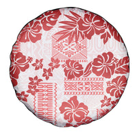 Vintage Hawaii Spare Tire Cover Hibiscus Tapa Tribal With Hawaiian Quilt Pattern Red - Wonder Print Shop