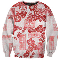 Vintage Hawaii Sweatshirt Hibiscus Tapa Tribal With Hawaiian Quilt Pattern Red - Wonder Print Shop