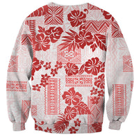 Vintage Hawaii Sweatshirt Hibiscus Tapa Tribal With Hawaiian Quilt Pattern Red - Wonder Print Shop