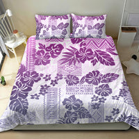 Vintage Hawaii Bedding Set Hibiscus Tapa Tribal With Hawaiian Quilt Pattern Violet LT9 - Wonder Print Shop