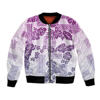 Vintage Hawaii Bomber Jacket Hibiscus Tapa Tribal With Hawaiian Quilt Pattern Violet LT9 - Wonder Print Shop