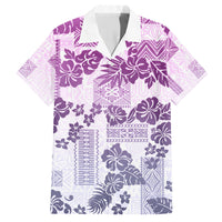 Vintage Hawaii Family Matching Short Sleeve Bodycon Dress and Hawaiian Shirt Hibiscus Tapa Tribal With Hawaiian Quilt Pattern Violet - Wonder Print Shop