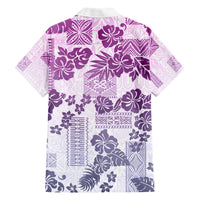 Vintage Hawaii Family Matching Short Sleeve Bodycon Dress and Hawaiian Shirt Hibiscus Tapa Tribal With Hawaiian Quilt Pattern Violet - Wonder Print Shop