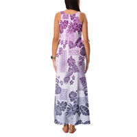 Vintage Hawaii Family Matching Tank Maxi Dress and Hawaiian Shirt Hibiscus Tapa Tribal With Hawaiian Quilt Pattern Violet - Wonder Print Shop