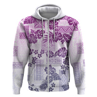 Vintage Hawaii Hoodie Hibiscus Tapa Tribal With Hawaiian Quilt Pattern Violet - Wonder Print Shop
