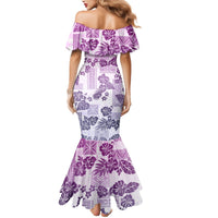 Vintage Hawaii Mermaid Dress Hibiscus Tapa Tribal With Hawaiian Quilt Pattern Violet - Wonder Print Shop