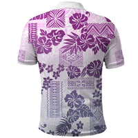 Vintage Hawaii Polo Shirt Hibiscus Tapa Tribal With Hawaiian Quilt Pattern Violet - Wonder Print Shop