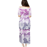 Vintage Hawaii Puletasi Hibiscus Tapa Tribal With Hawaiian Quilt Pattern Violet - Wonder Print Shop