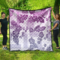 Vintage Hawaii Quilt Hibiscus Tapa Tribal With Hawaiian Quilt Pattern Violet - Wonder Print Shop