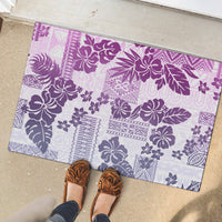 Vintage Hawaii Rubber Doormat Hibiscus Tapa Tribal With Hawaiian Quilt Pattern Violet - Wonder Print Shop