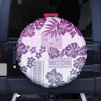Vintage Hawaii Spare Tire Cover Hibiscus Tapa Tribal With Hawaiian Quilt Pattern Violet - Wonder Print Shop