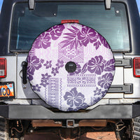 Vintage Hawaii Spare Tire Cover Hibiscus Tapa Tribal With Hawaiian Quilt Pattern Violet - Wonder Print Shop