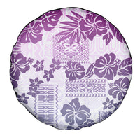 Vintage Hawaii Spare Tire Cover Hibiscus Tapa Tribal With Hawaiian Quilt Pattern Violet - Wonder Print Shop