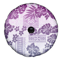 Vintage Hawaii Spare Tire Cover Hibiscus Tapa Tribal With Hawaiian Quilt Pattern Violet - Wonder Print Shop