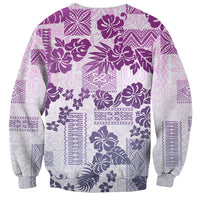 Vintage Hawaii Sweatshirt Hibiscus Tapa Tribal With Hawaiian Quilt Pattern Violet - Wonder Print Shop