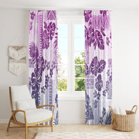 Vintage Hawaii Window Curtain Hibiscus Tapa Tribal With Hawaiian Quilt Pattern Violet - Wonder Print Shop