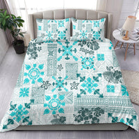 Hawaii Tapa Tribal Bedding Set With Hawaiian Quilt Pattern Aqua LT9 - Wonder Print Shop