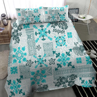 Hawaii Tapa Tribal Bedding Set With Hawaiian Quilt Pattern Aqua LT9 - Wonder Print Shop